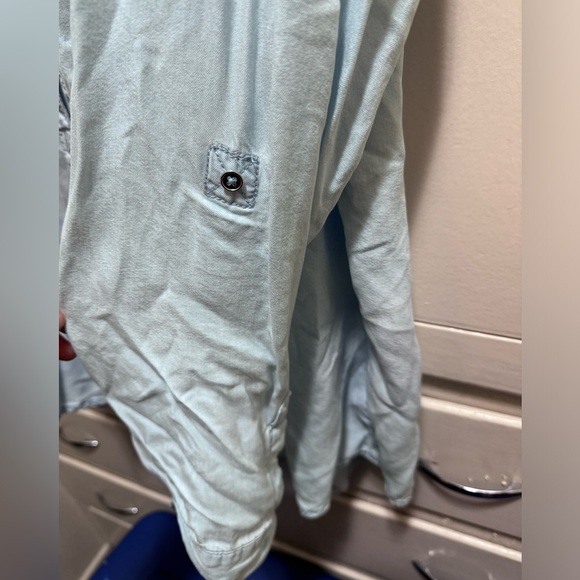 Tinsel long sleeved light blue button up top - Picture 6 of 8